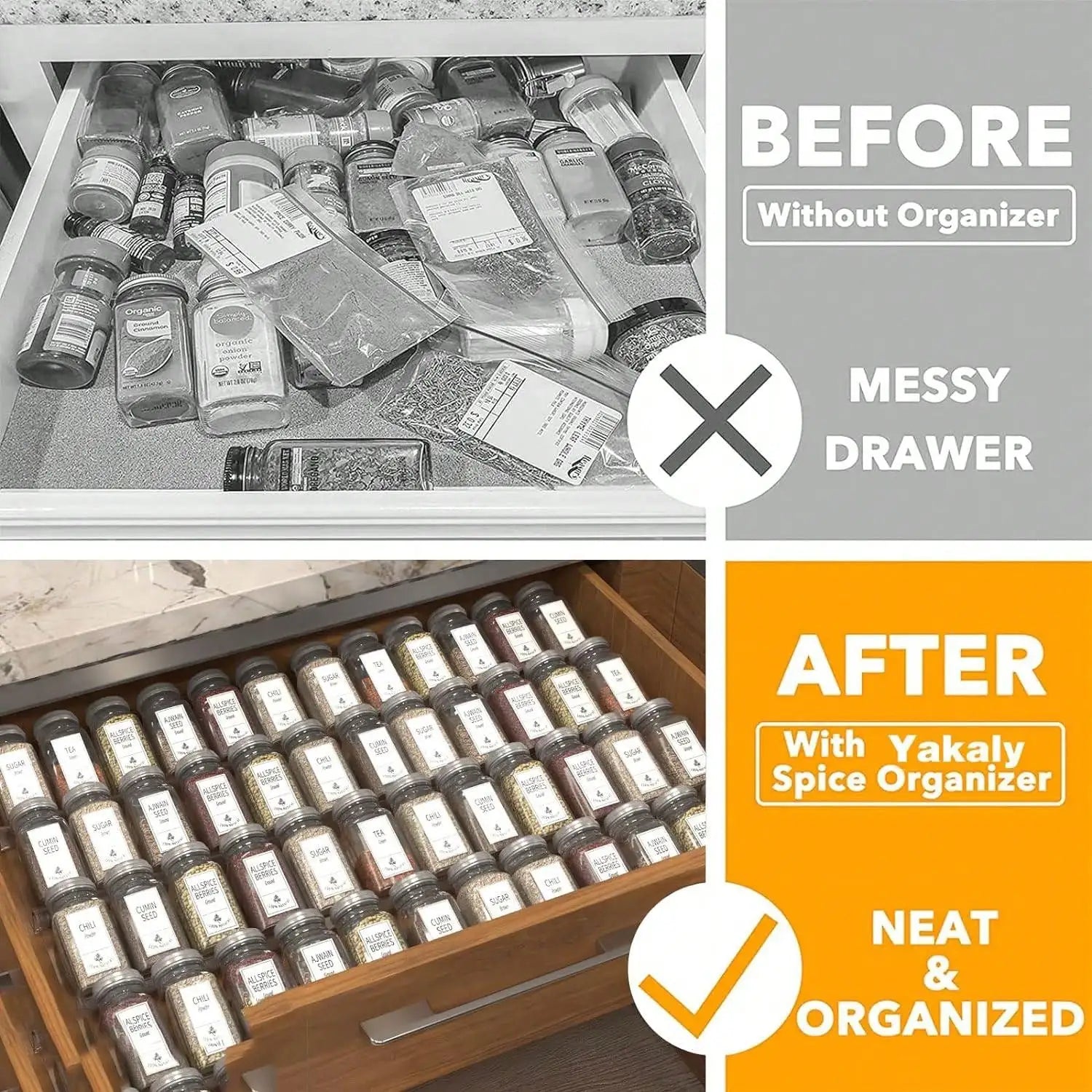 Organizador de especias de 4 niveles, organizador de especias acrílico ajustable, organizador de condimentos expandible para gabinetes de cocina