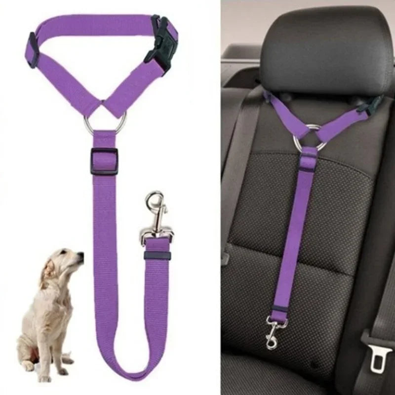 Adjustable Pet Car Seat Belt – Nylon Safety Harness Leash for Dogs & Cats Travel, Driving & Backseat Protection