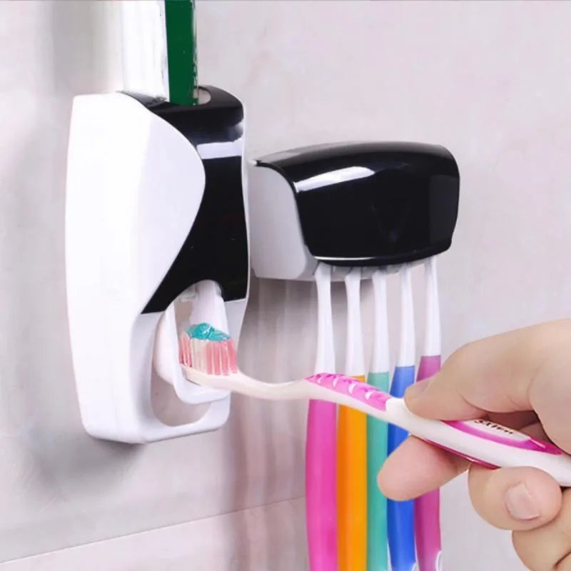 Wall-Mounted Toothbrush Holder Set with Automatic Toothpaste Dispenser & Cup