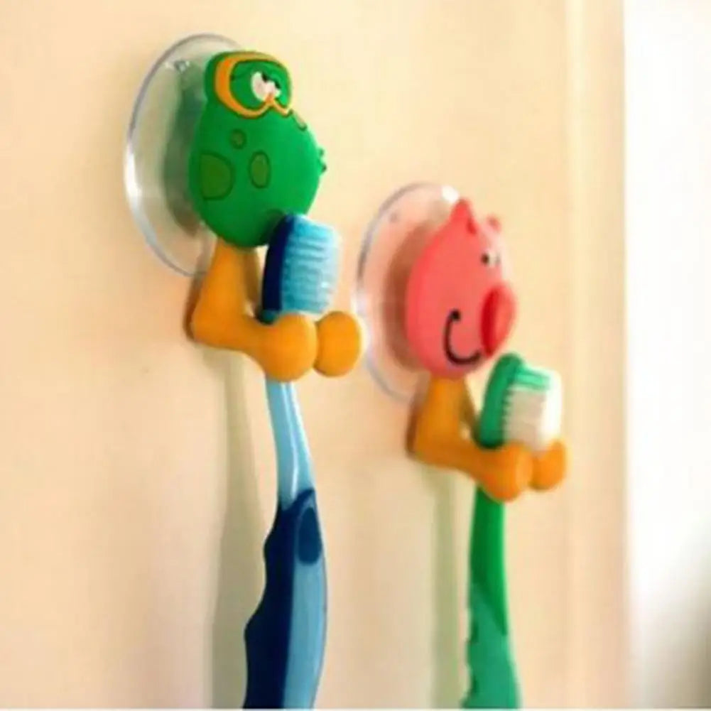Wall-Mounted Kids Toothbrush Holder & Toothpaste Dispenser