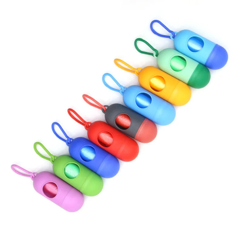 Portable Pet Waste Bag Dispenser – Bullet-Shaped Poop Bag Holder for Dog Walking & Outdoor Cleanup