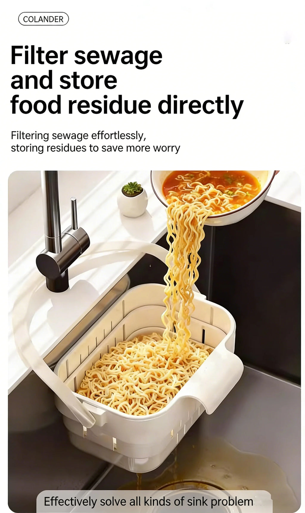Colador de fregadero plegable y expandible colgante, cesta de filtro para residuos de alimentos y frutas, colador de fregadero ahorrador de espacio para cocina doméstica