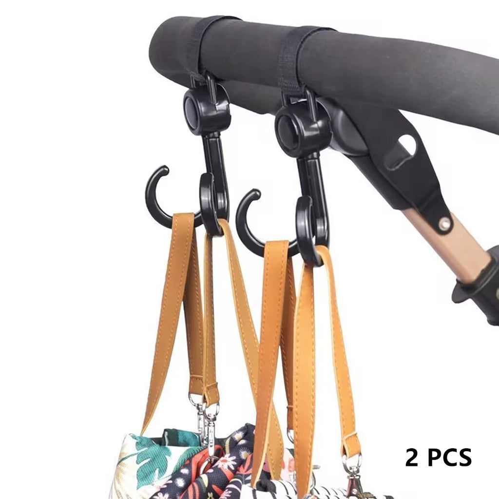 2 ganchos de piel sintética para cochecito de bebé, rotación de 360 grados, organizador de carrito, accesorios de ganchillo para cochecito