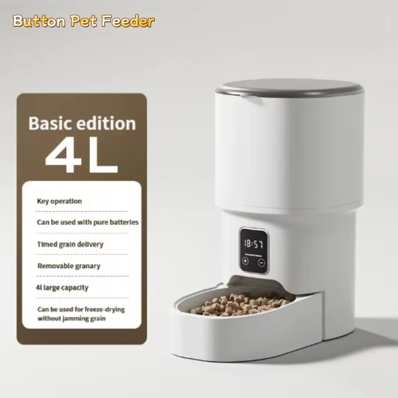Comedero automático para mascotas de 4 L con WiFi, dispensador inteligente de comida para perros y gatos con control de botón