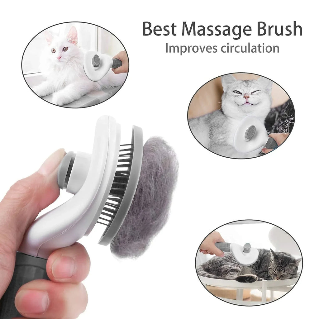 Cepillo para perros, peine para gatos, cepillo autolimpiante para quitar el pelo de mascotas para perros y gatos, herramientas de aseo para mascotas, peine desenredante, accesorios para perros