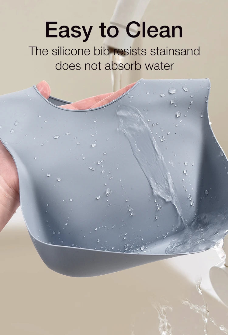 Waterproof Silicone Baby Bib with Food Catcher – Adjustable Cartoon Feeding Apron, Soft Reusable Infant Bib for Newborns & Toddlers