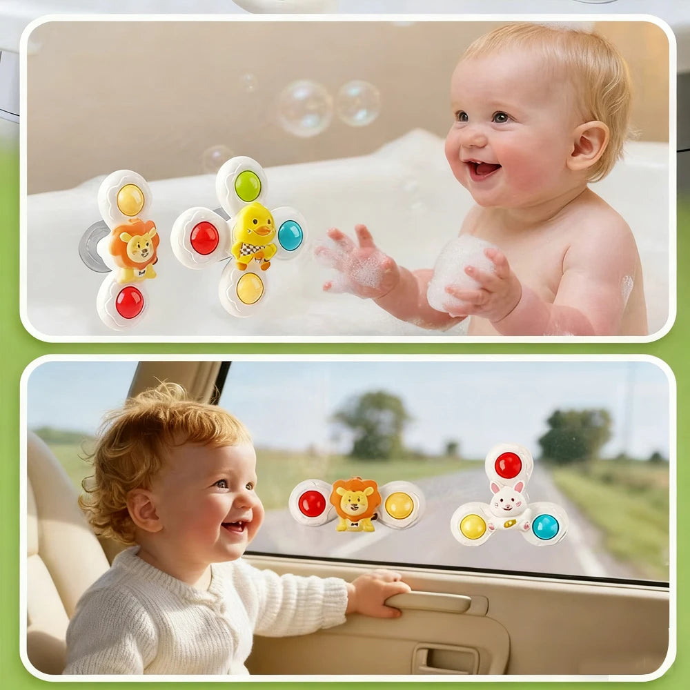 Juguete Giratorio con Ventosa para Bebé, Juego Divertido de Baño, Juguete Educativo para Niños, Aliviador de Estrés Sensorial para Bebés, Regalos de Navidad para Niños