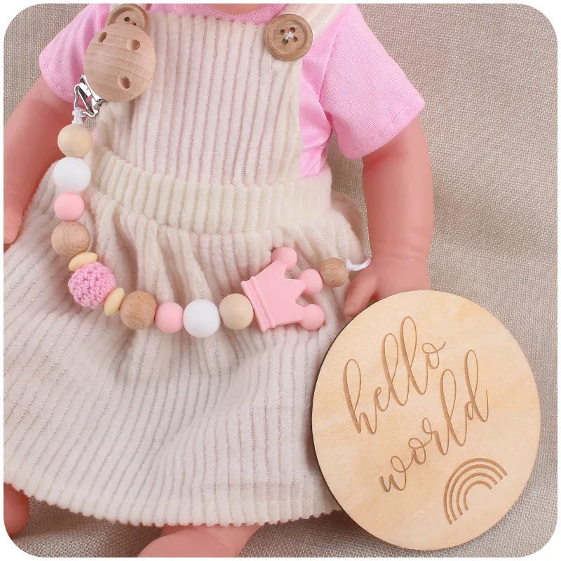Baby Pacifier Clip Holder – BPA Free Silicone Bead Soother Strap with Teether Chain for Infants & Newborns