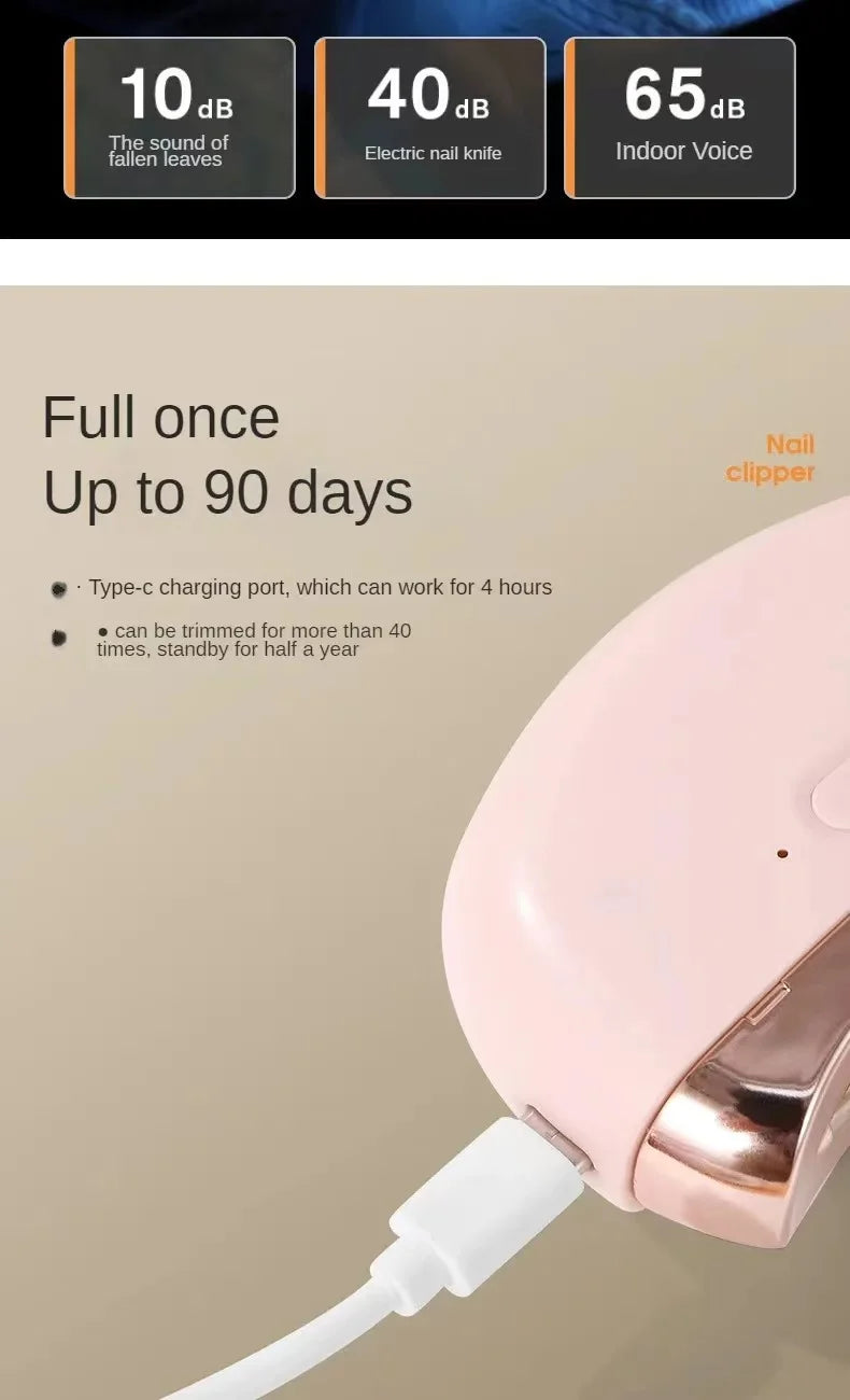 2-in-1 Electric Nail Clipper & Polisher – USB Rechargeable Automatic Nail Grinder with LED Light for Manicure & Nail Care