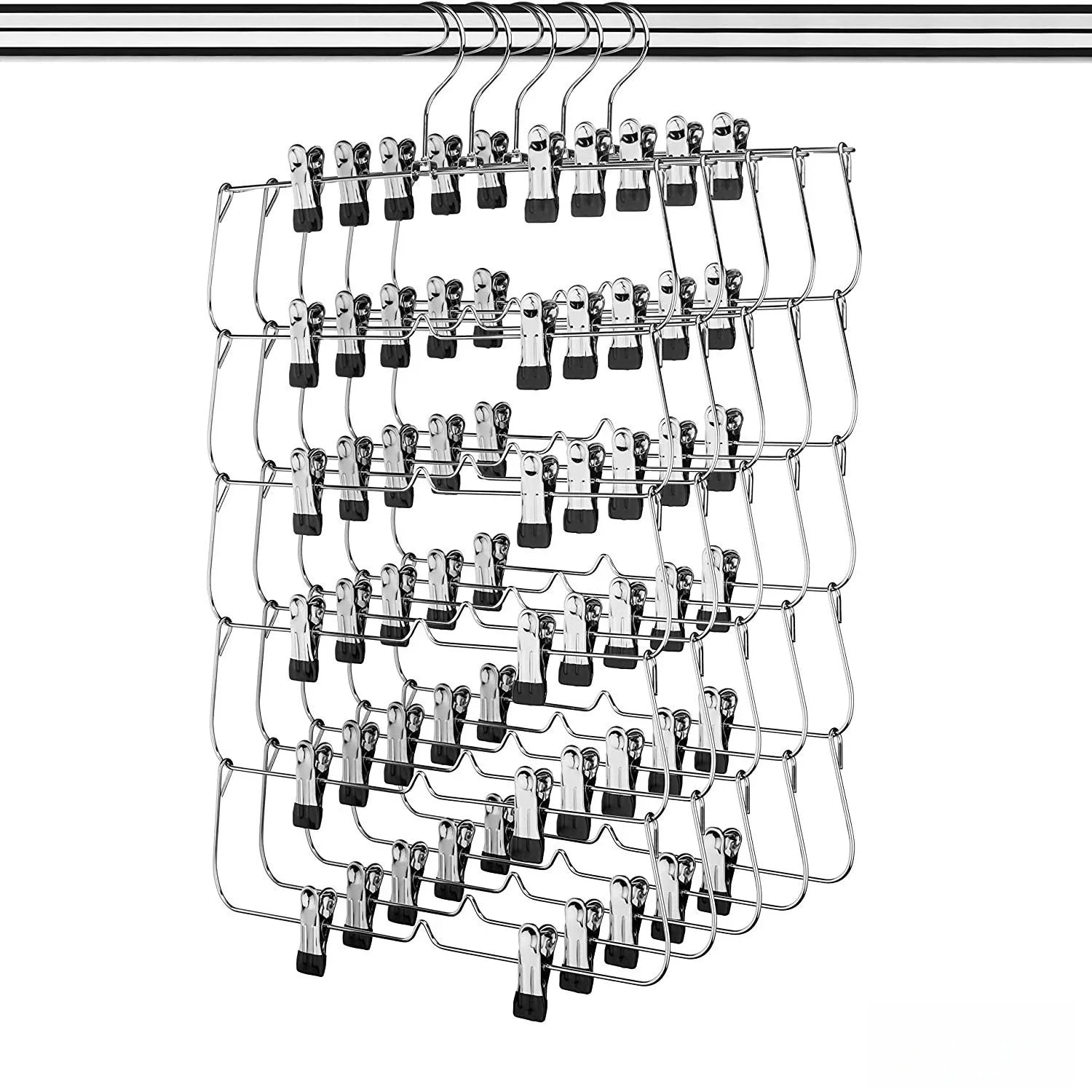 6-Tier Skirt & Pants Hanger with Adjustable Clips