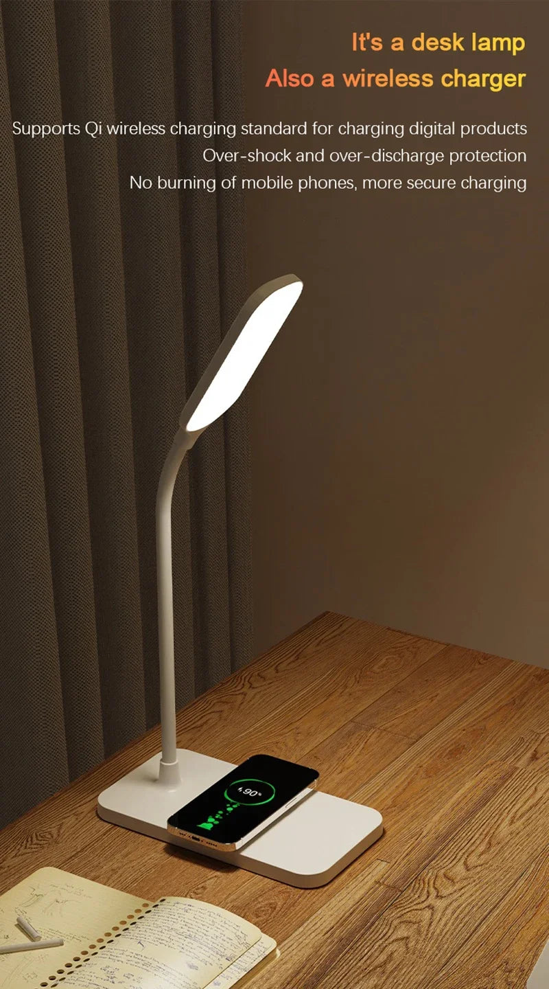 LED Desk Lamp with Wireless Charger & USB Charging Port – Touch Control