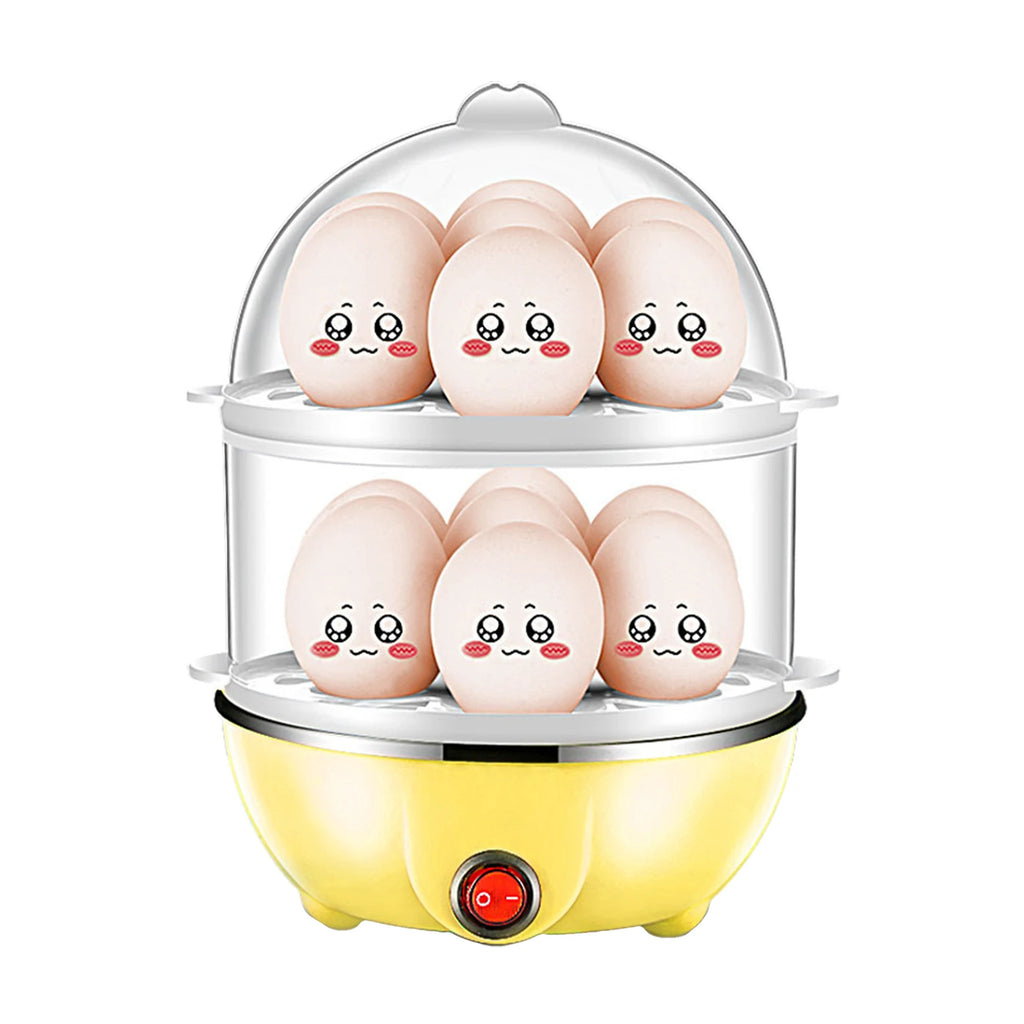 Double Layer Electric Egg Cooker – 14 Egg Automatic Egg Boiler & Food Steamer with Auto Shut-Off and Measuring Cup