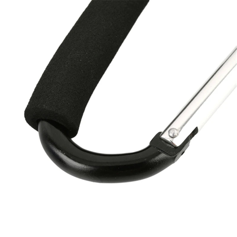 Ganchos para cochecito con mango de espuma, mosquetón grande de alta resistencia, clip en D, gancho de resorte para bolsas, comestibles, organizador de cochecito