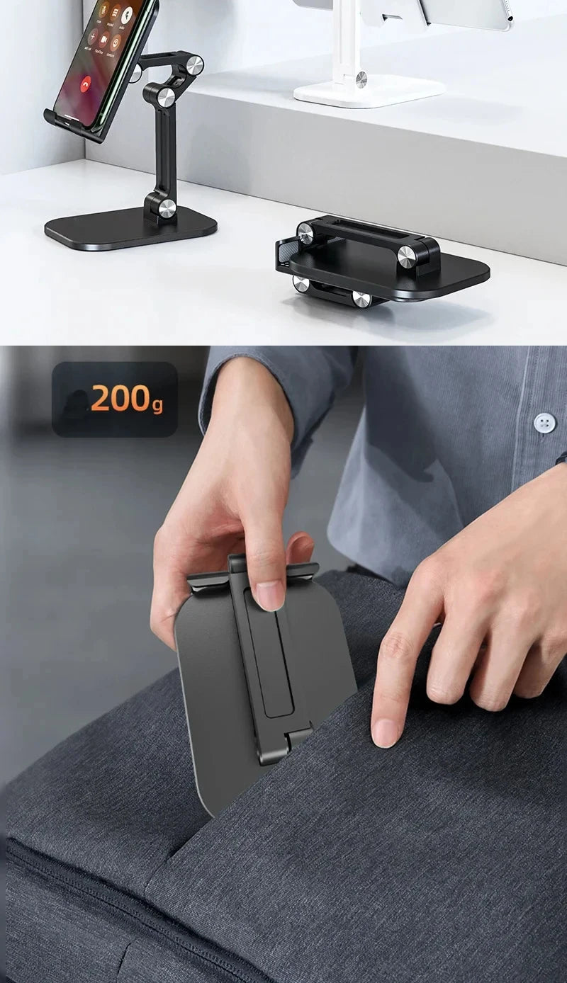 Foldable Adjustable Phone & Tablet Stand – 3-Section Desktop Holder