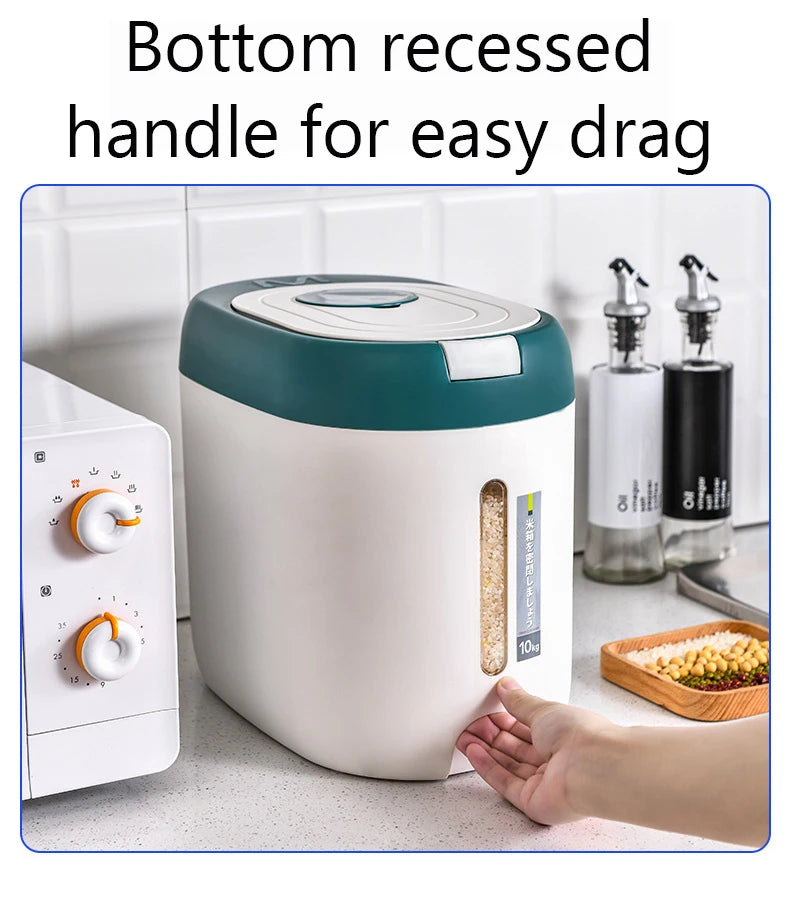 XIAOGUI Dispensador de Arroz de 5KG/10KG Organizador de Cocina y Contenedor de Almacenamiento Caja Doméstica Tarro de Cereal Botes de Cocina Almacenaje Alimentos