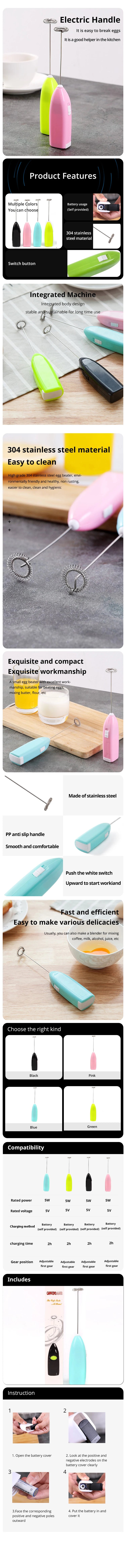 Handheld Electric Milk Frother – Battery-Powered Coffee & Drink Mixer