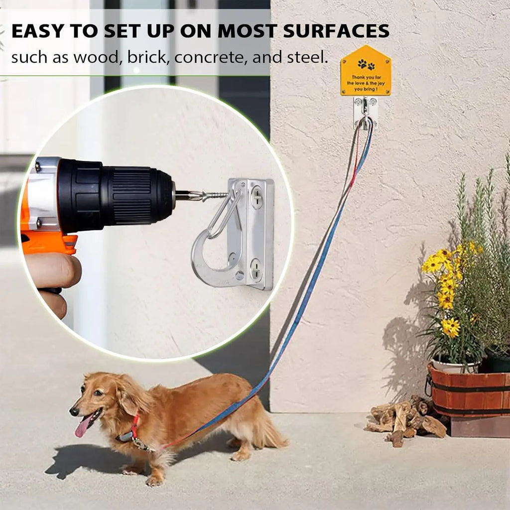 Heavy-Duty Stainless Steel Dog Leash Wall Mount – Secure Pet Tie-Out Hook for Indoor & Outdoor Use