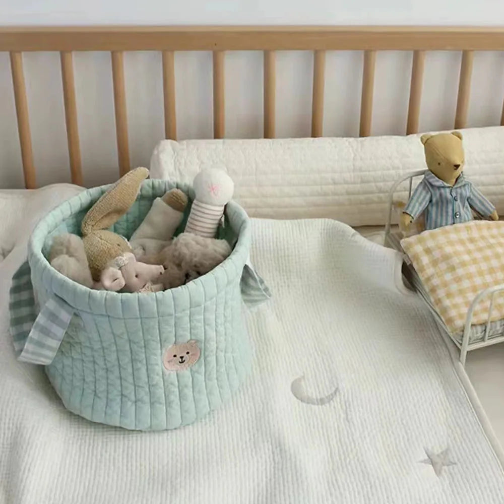 Cesta organizadora de pañales y ropa sucia para bebés, cubo de almacenamiento portátil para juguetes y artículos esenciales infantiles