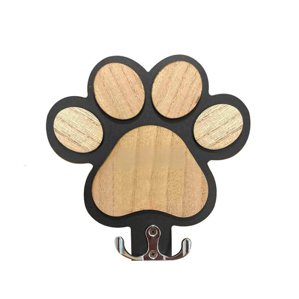 Colgador de correa de perro de madera con huella de pata para collares y abrigos, gancho de pared de madera con diseño de huella de pata, soporte de correa con gancho de garra, regalo para amantes de los perros