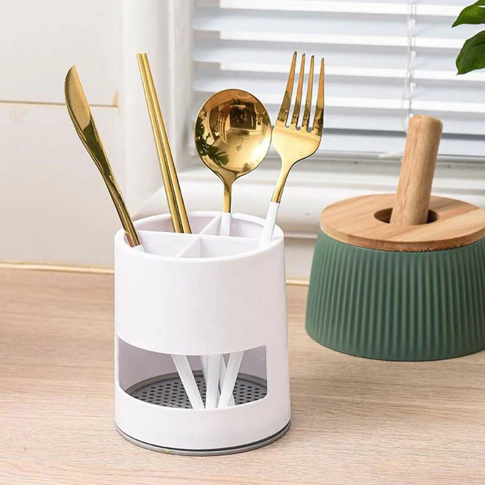 Multi-Purpose Toothbrush Holder with Drain Tray & Storage Organizer