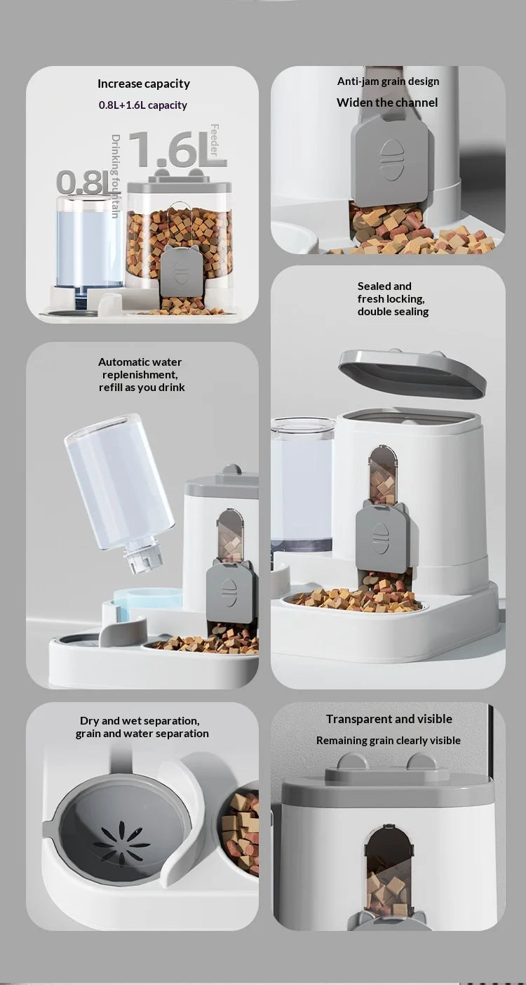 Automatic Pet Feeder & Water Dispenser – Large Capacity Food & Water Station for Cats & Dogs