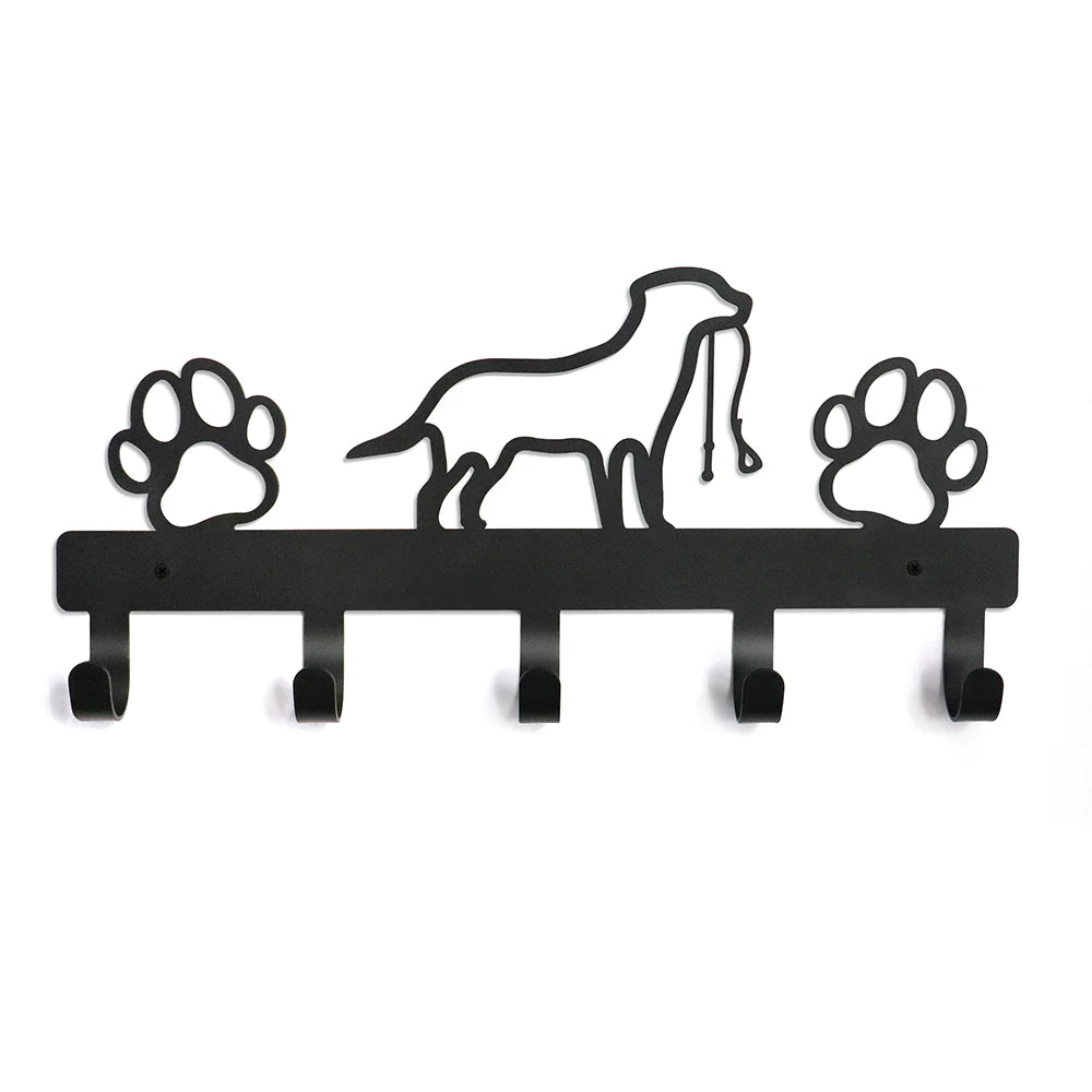 Dog Paw Wall Hook Rack – 5-Hook Metal Organizer for Leashes, Keys, Coats, Towels & Pet Accessories
