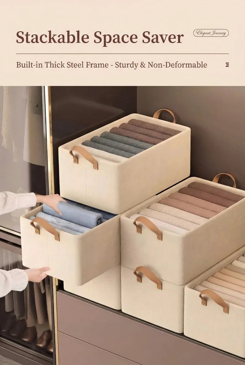 Caja Organizadora de Tela Plegable para el Hogar, Organizador de Armario para Ropa y Pantalones, Solución de Almacenamiento por Capas