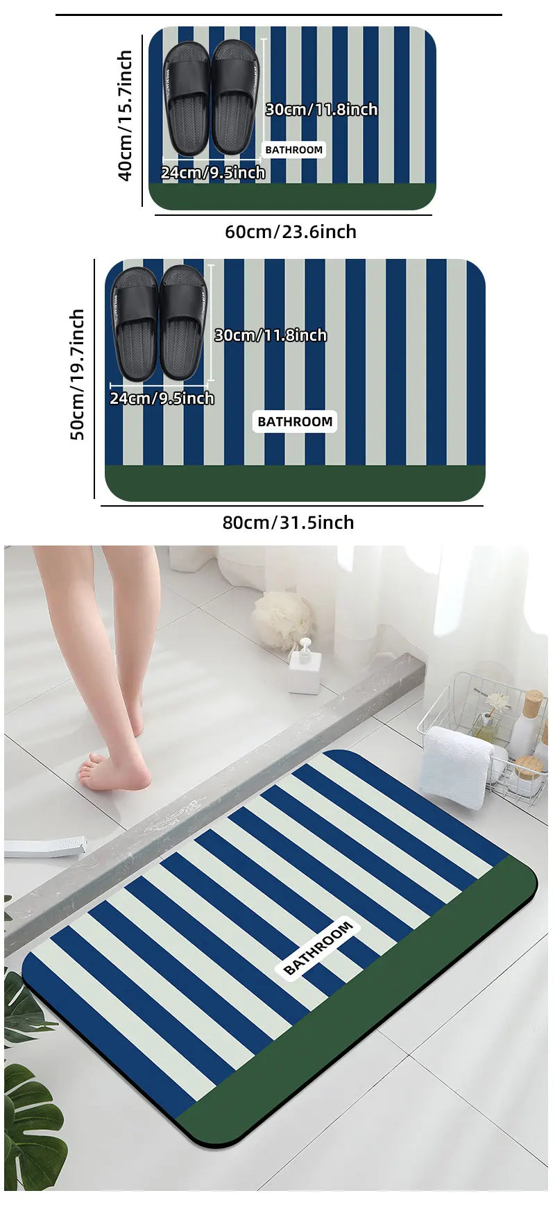 Non-Slip Memory Foam Bath Mat – Soft Absorbent Bathroom Rug with Anti-Slip Backing for Bathroom, Bedroom, Entryway & Laundry Room