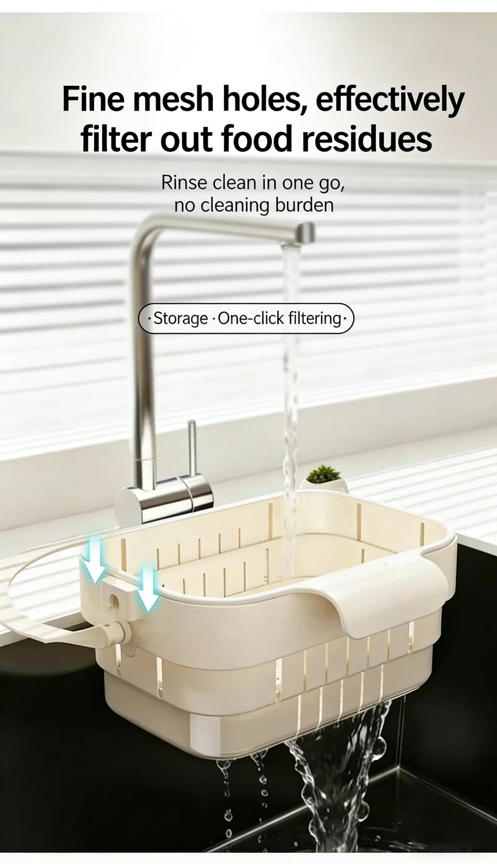 Colador de fregadero plegable y expandible colgante, cesta de filtro para residuos de alimentos y frutas, colador de fregadero ahorrador de espacio para cocina doméstica