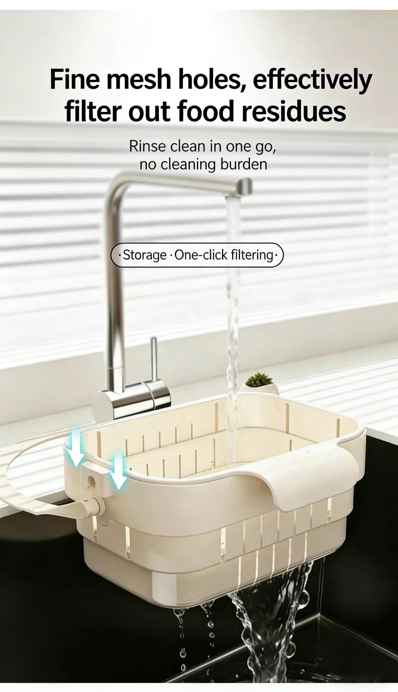 Colador de fregadero plegable y expandible colgante, cesta de filtro para residuos de alimentos y frutas, colador de fregadero ahorrador de espacio para cocina doméstica