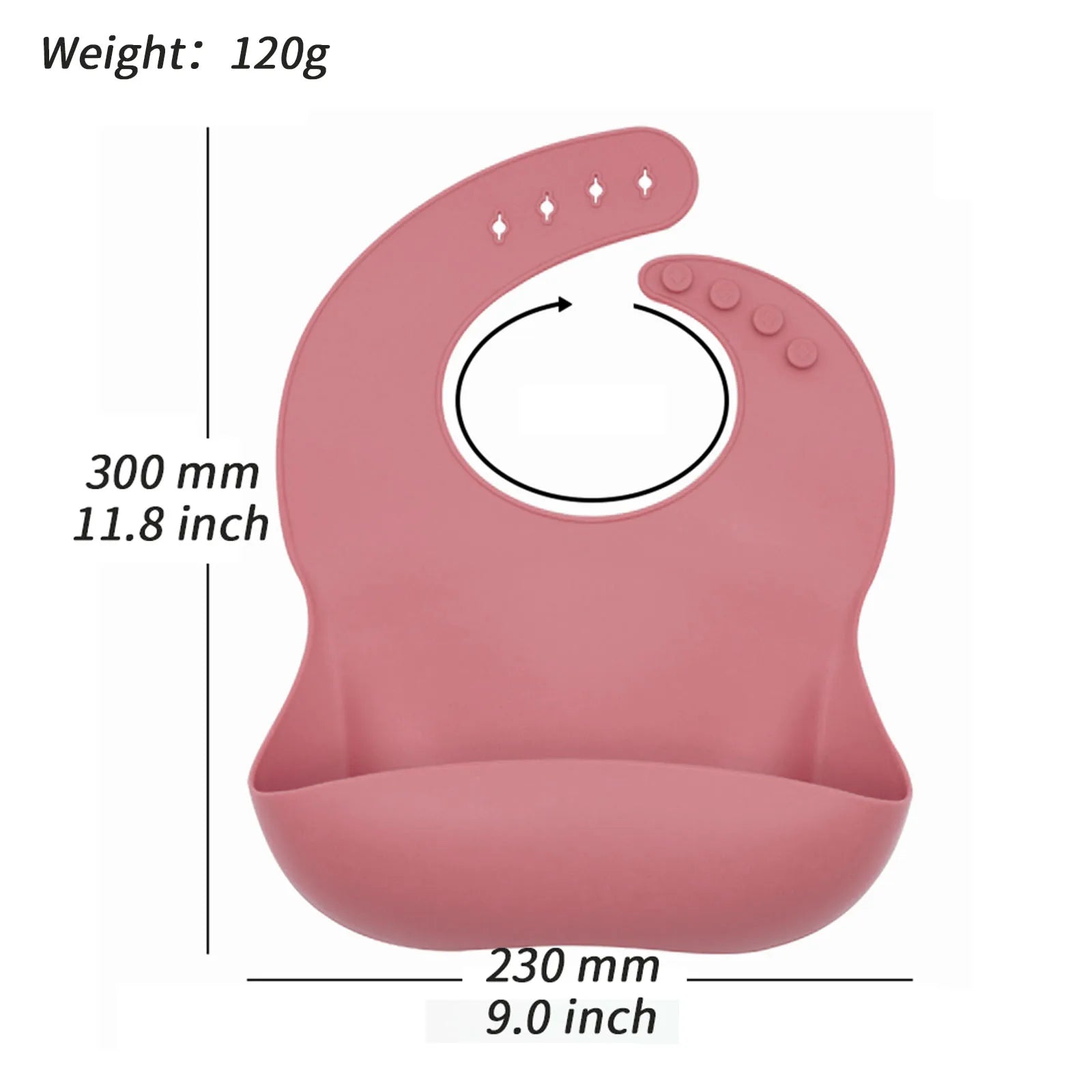 Babero de silicona de grado alimenticio con recolector de comida, ajuste tridimensional y multi-etapa, fácil de limpiar