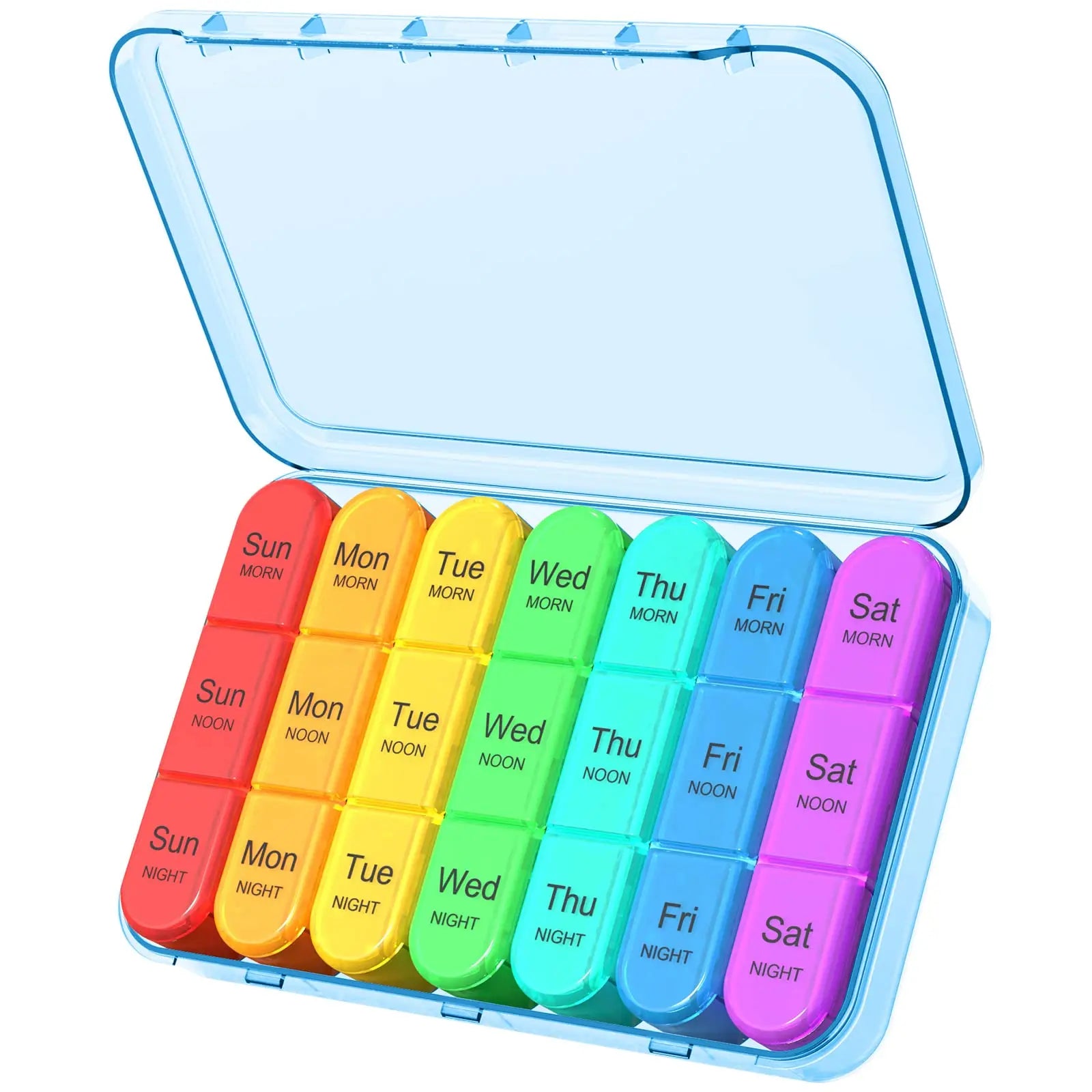 Pastillero organizador 3 tomas al día - Pastillero semanal grande de 7 días para medicamentos con compartimentos individuales para viaje