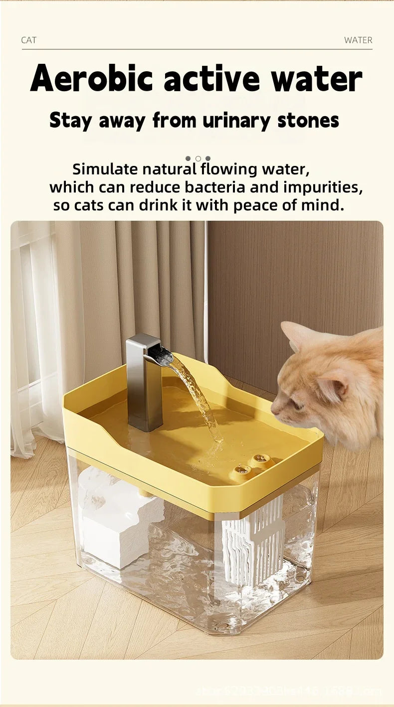 Automatic Cat Water Fountain – 1.5L Filtered Pet Drinking Dispenser with Quiet USB Pump & Fresh Water Circulation