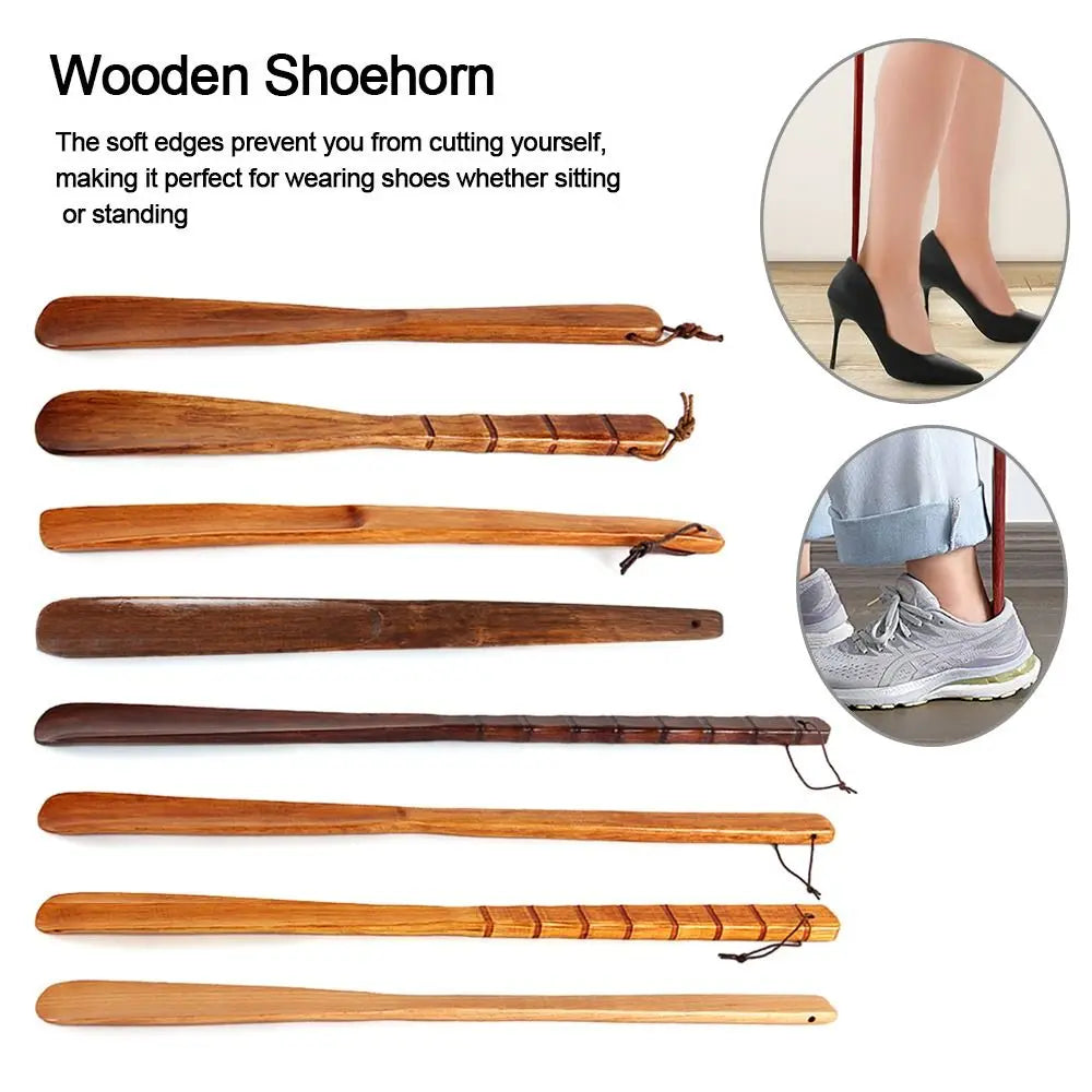 Extra Long Wooden Shoe Horn – Smooth Long Handle Shoehorn for Easy Shoe Wearing, Hanging Design for Seniors, Adults & Travel