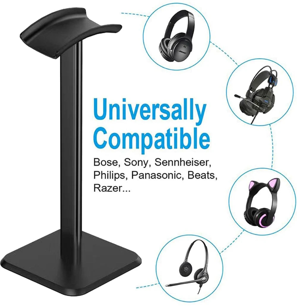 Premium Aluminum Headphone Stand – Universal Desktop Holder for Gaming & Wireless Headsets