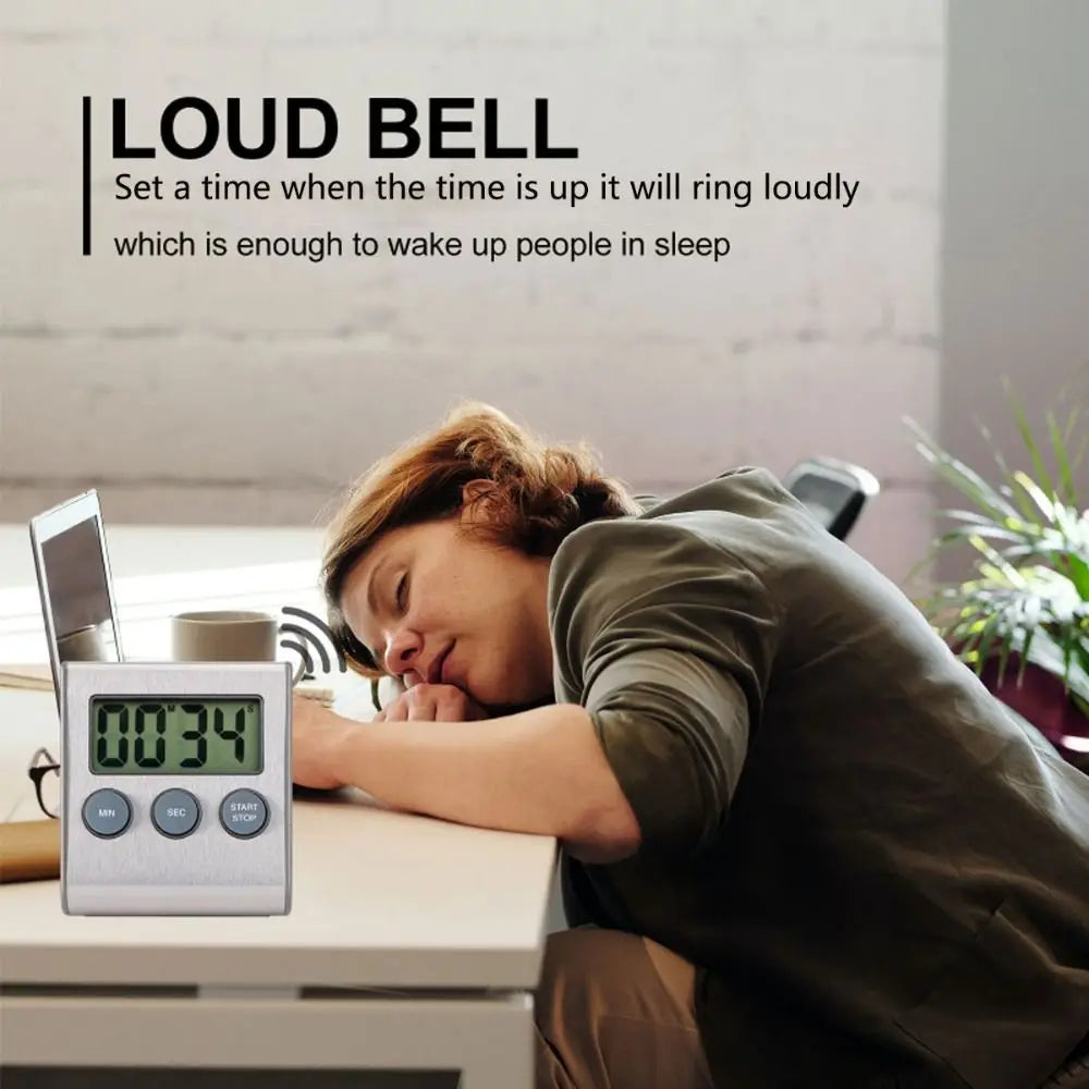 Temporizador de cocina digital magnético Soporte retráctil Alarma fuerte Temporizador de cuenta atrás positivo Temporizador de cocción elegante impermeable Ejercicio