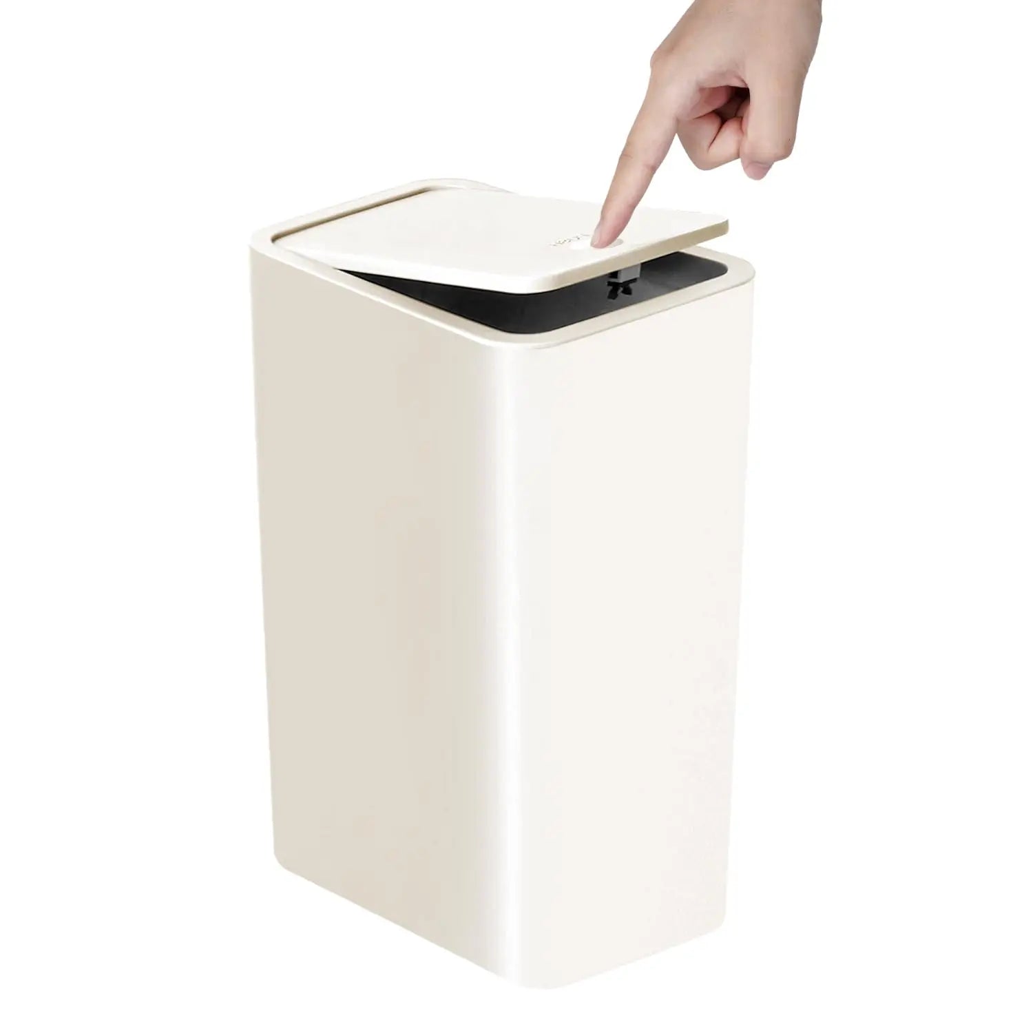 10L Bathroom Trash Can with Press Top Lid for Bedroom, Office & Small Spaces