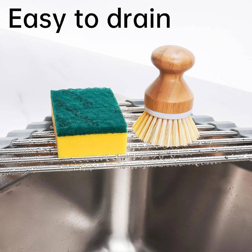 Roll Up Triangle Sink Drying Rack with Drainage Design for Kitchen Counter Organization