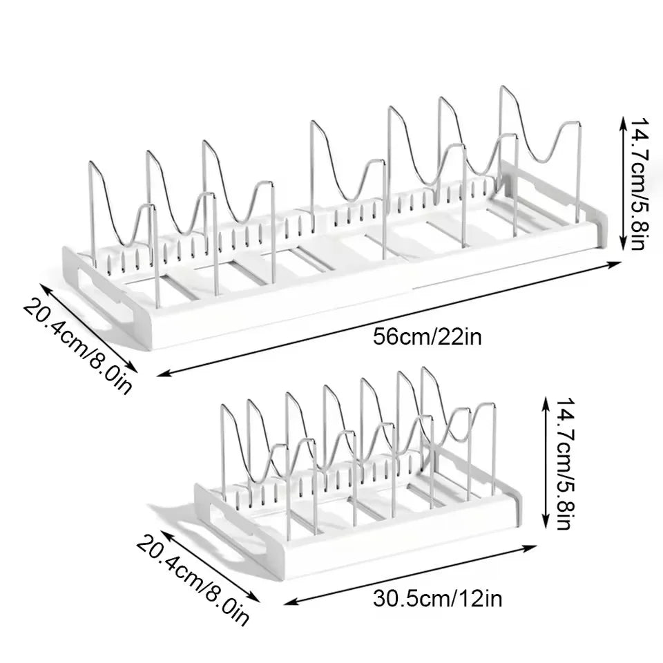 Expandable Pot & Pan Organizer Rack with Adjustable Dividers