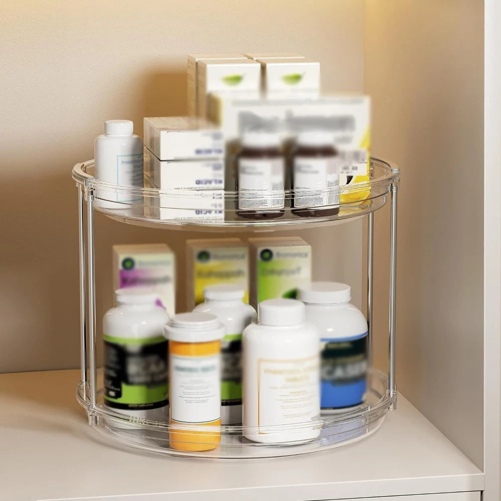 2-Tier 360° Rotating Lazy Susan Organizer for Kitchen, Pantry & Bathroom