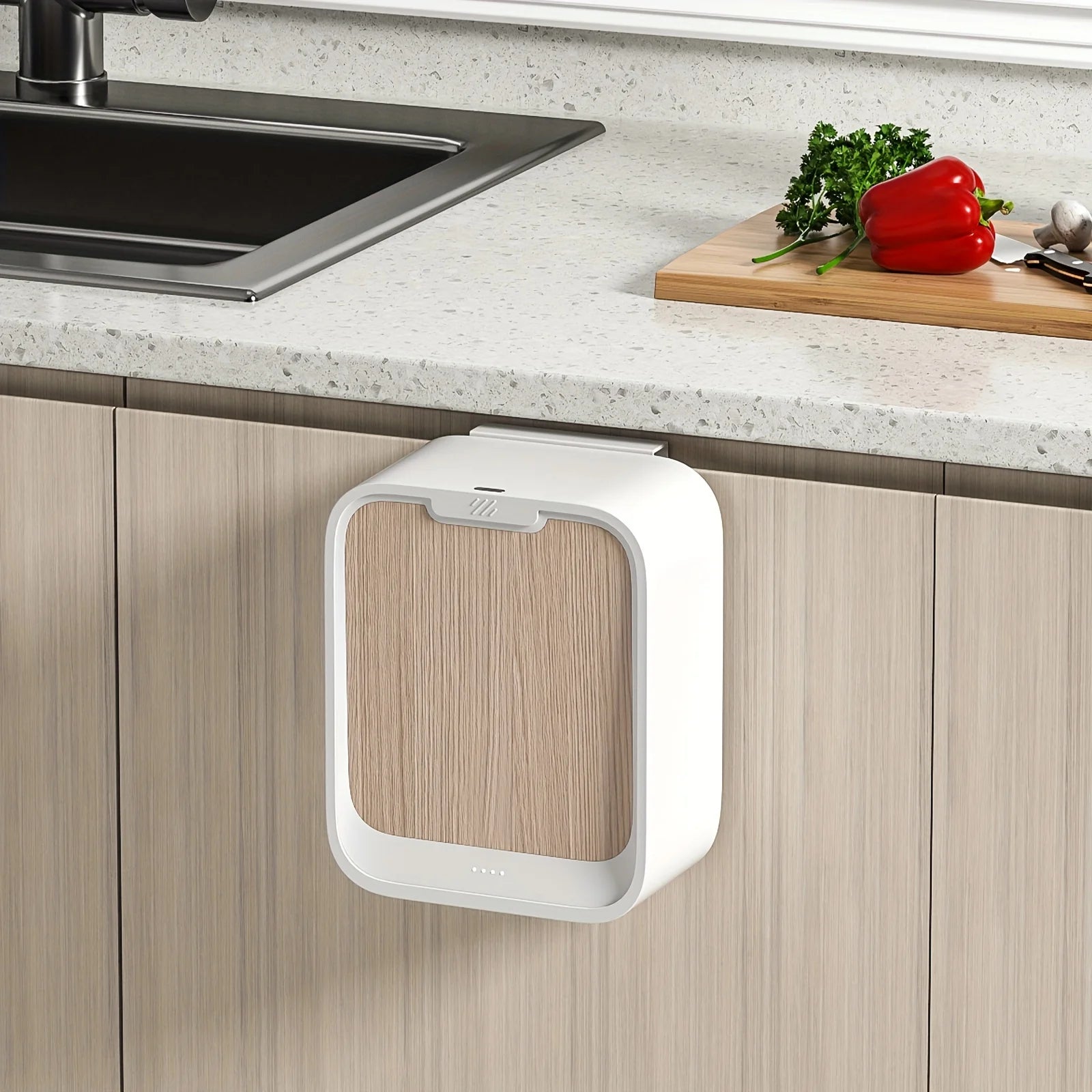 Wall Mounted Smart Sensor Trash Can with Lid for Kitchen Cabinet & Under Sink Storage