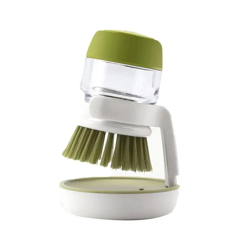 Soap Dispensing Dish Brush with Replaceable Head & Storage Stand