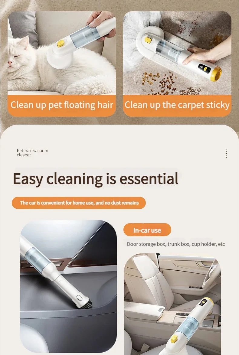 Aspiradora para Mascotas con Tecnología Ciclónica, Multifuncional, Fuerte Succión para la Eliminación de Pelo de Mascotas en Coches y Limpieza del Hogar