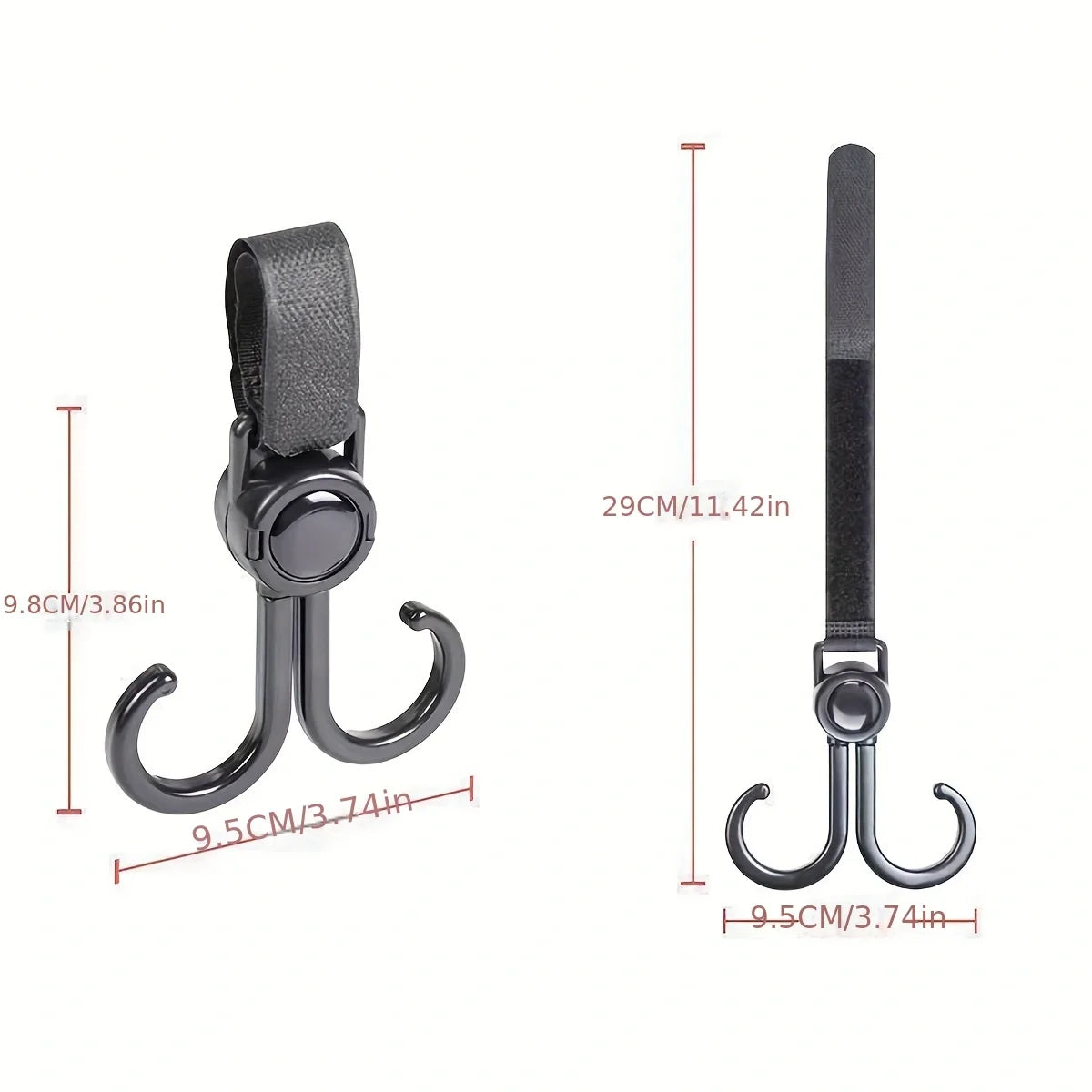 2 ganchos de piel sintética para cochecito de bebé, rotación de 360 grados, organizador de carrito, accesorios de ganchillo para cochecito
