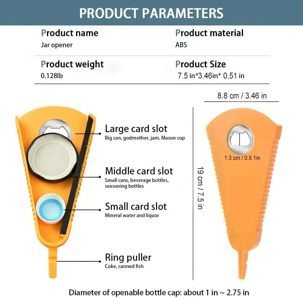 4-in-1 Multifunctional Can & Jar Opener for Beer, Bottle Caps, and Kitchen Use