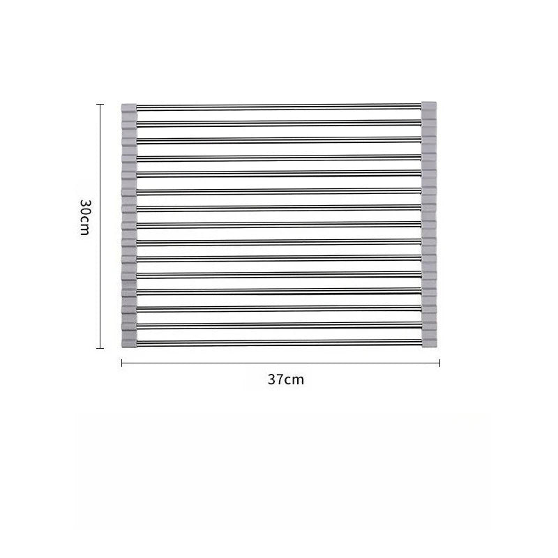 Roll Up Stainless Steel Dish Drying Rack for Kitchen Sink Space Saving Organization