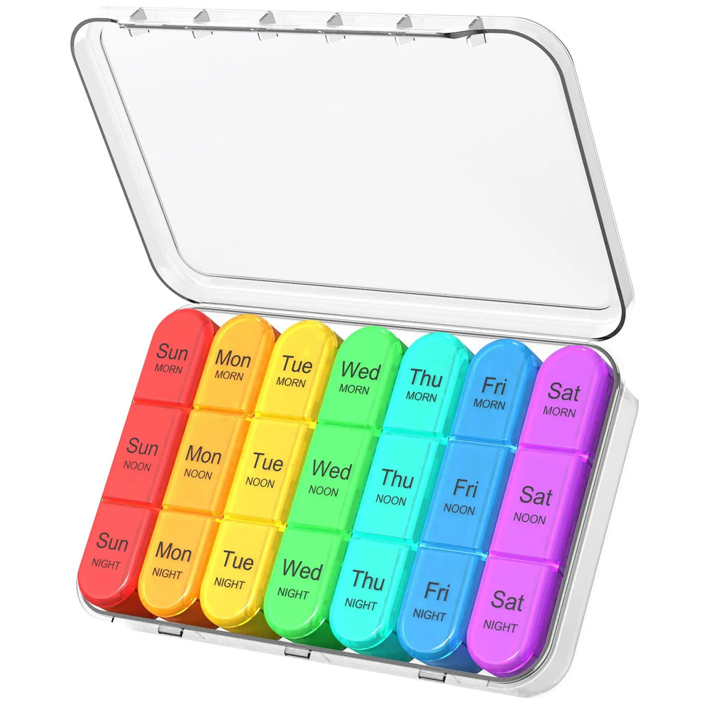 Pastillero organizador 3 tomas al día - Pastillero semanal grande de 7 días para medicamentos con compartimentos individuales para viaje