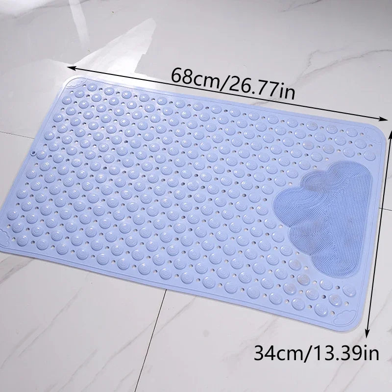 Non-Slip PVC Bath Mat – 34 × 68 cm Shower Safety Mat with Suction Cups & Massage Texture for Bathtub and Bathroom