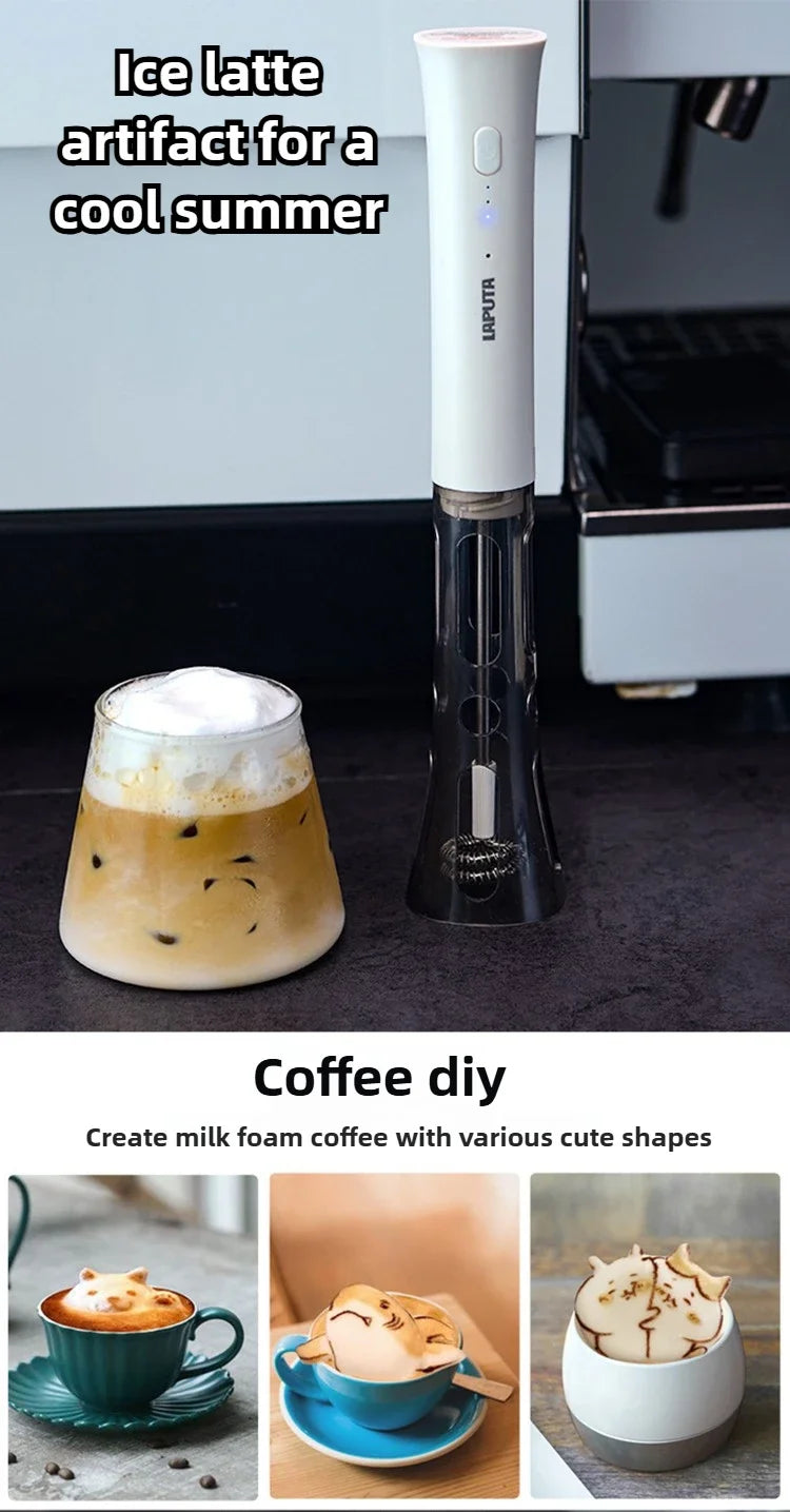 Espumador de Leche Eléctrico Portátil Mini Batidora de Leche de Cocina para Café Máquina de Espuma para Decoración Batidora Licuadora Utensilios para Café