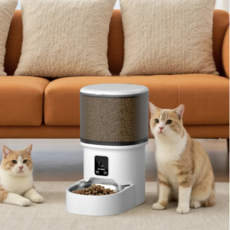 Comedero automático para mascotas de 4 L con WiFi, dispensador inteligente de comida para perros y gatos con control de botón